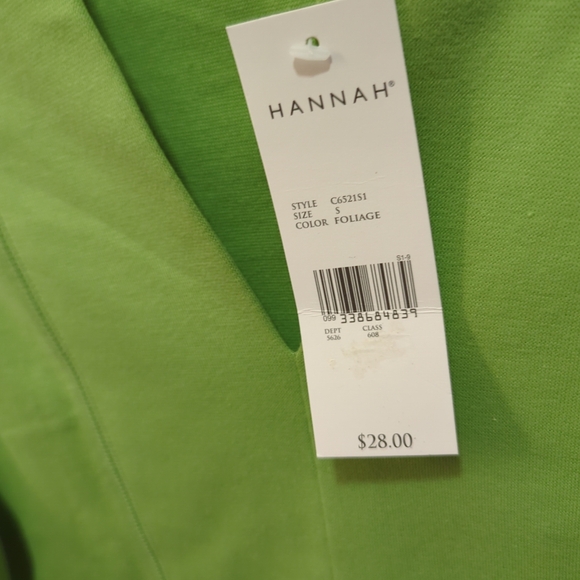 Hannah 💚💚 Sportswear Womens Size S Woven Short Sleeve Top Cotton/Spandex NWT - Picture 4 of 7